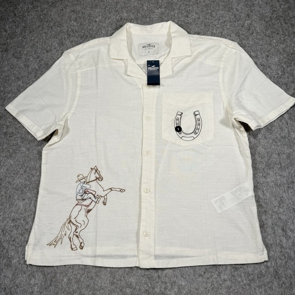 Hollister Short Sleeve Western Casual Button-Down Shirt - Picture 3 of 4